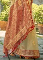 Tan Beige Banarasi Tissue Silk Saree