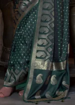 Teal Banarasi Satin Silk Saree