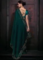 Teal Organza Silk Saree with Stone Work