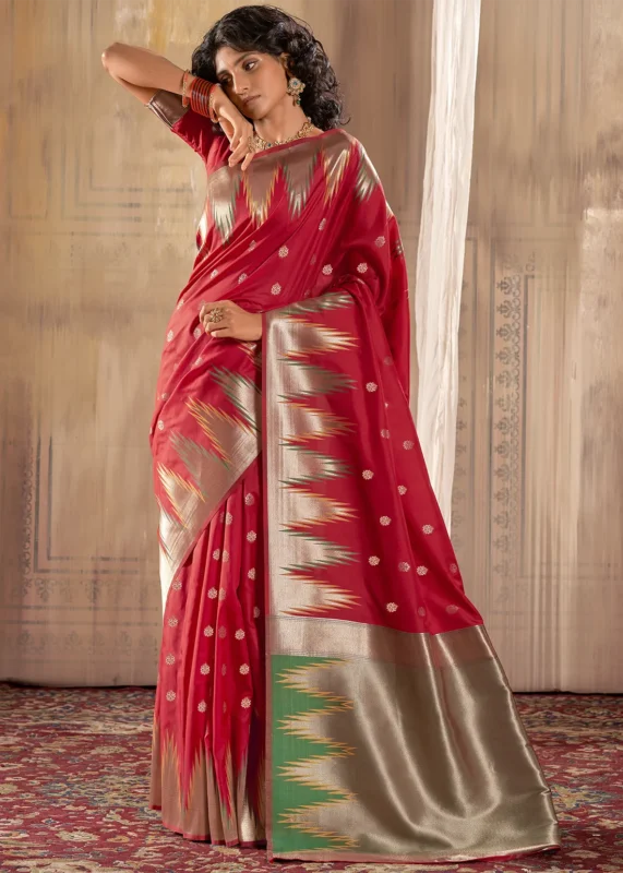 Venetian Red Banarasi Silk Saree