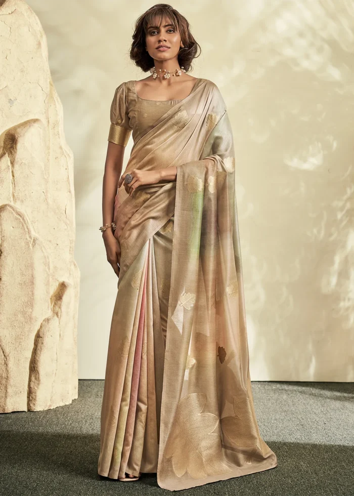 Beige Handloom Khadi Silk Saree