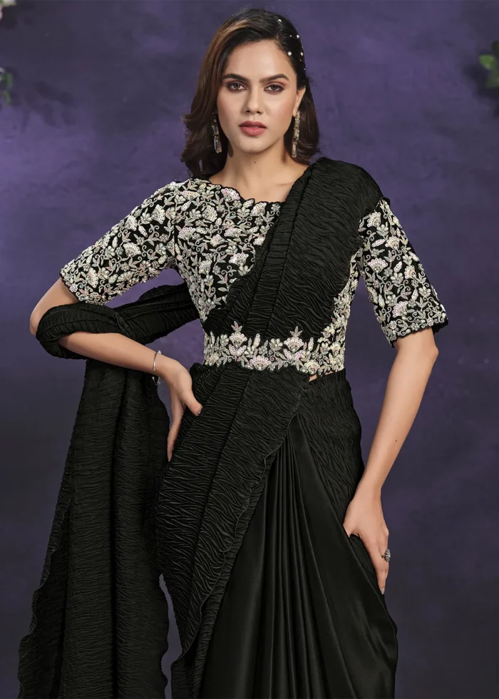 Black Ready to Wear Designer Saree