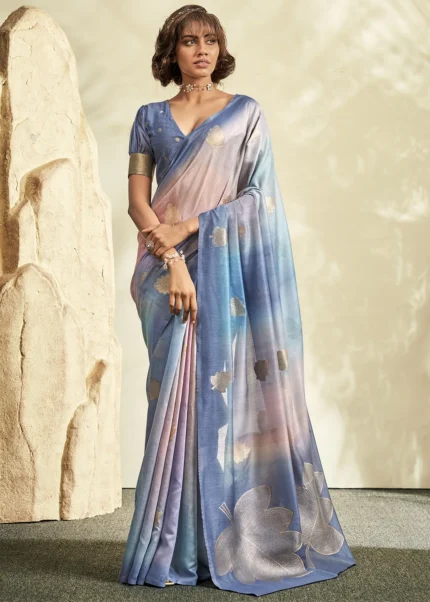 Blue Handloom Khadi Silk Saree