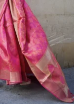 Hot Pink Banarasi Organza Silk Saree