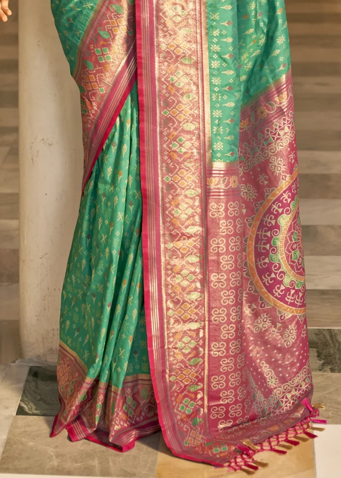 Jade Green Patola Silk Saree