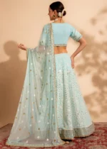 Light Blue Embroidered Georgette Lehenga