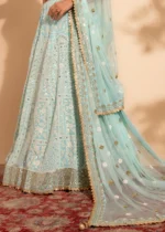 Light Blue Embroidered Georgette Lehenga