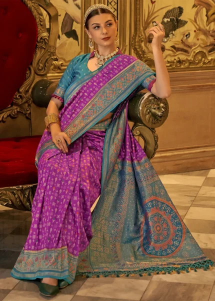 Magenta Patola Silk Saree