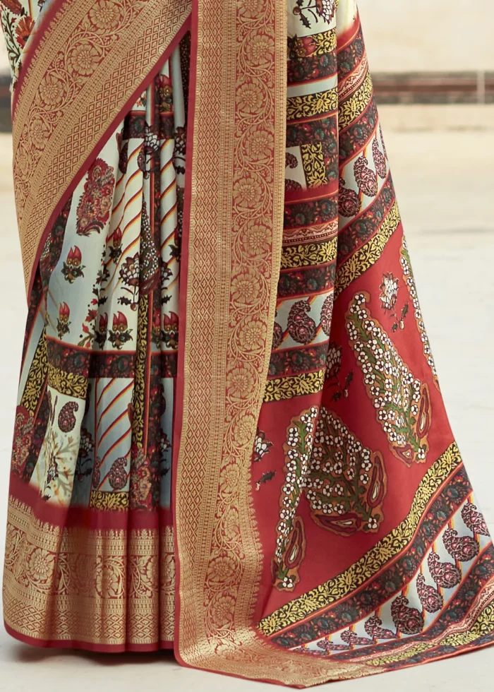 Multicolor Printed Dola Silk Saree