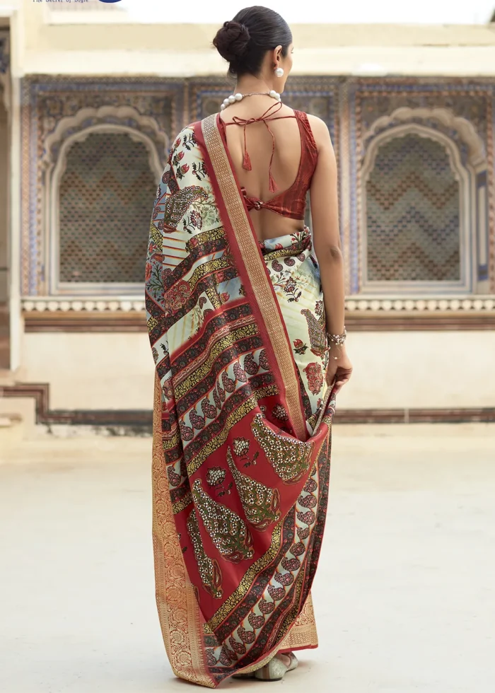 Multicolor Printed Dola Silk Saree