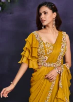 Mustard Yellow Ready to Wear Designer Saree