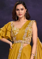 Mustard Yellow Ready to Wear Designer Saree