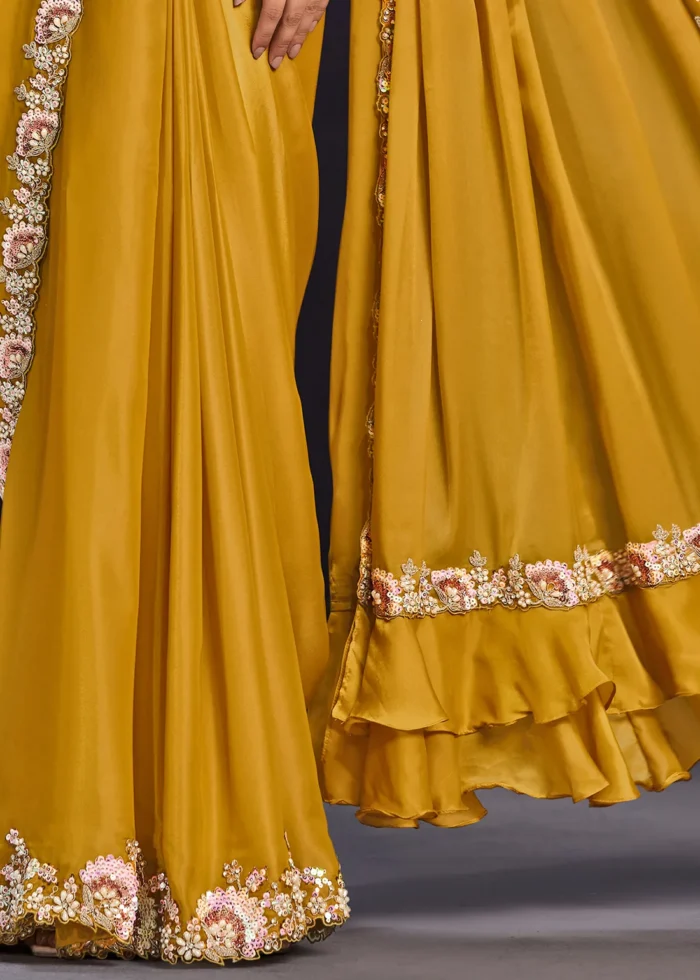 Mustard Yellow Ready to Wear Designer Saree