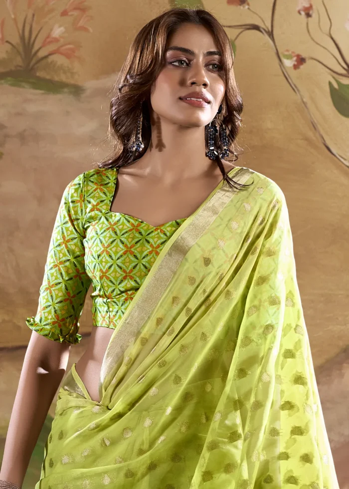 Ombré Green Banarasi Georgette Saree