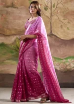 Ombré Pink Banarasi Georgette Saree