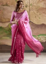 Ombré Pink Banarasi Georgette Saree