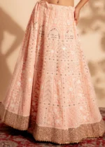 Peach Embroidered Georgette Lehenga