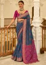 Peacock Blue Patola Silk Saree