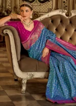 Peacock Blue Patola Silk Saree