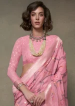 Pink Jamdani Cotton Silk Saree