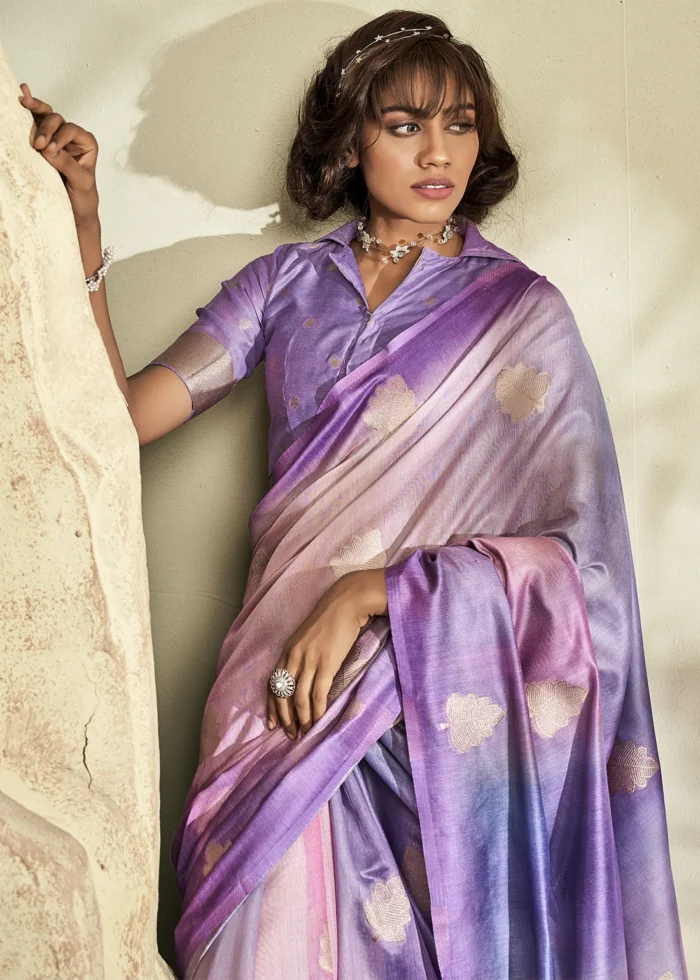 Purple Handloom Khadi Silk Saree