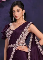 Purple Ready to Wear Designer Saree