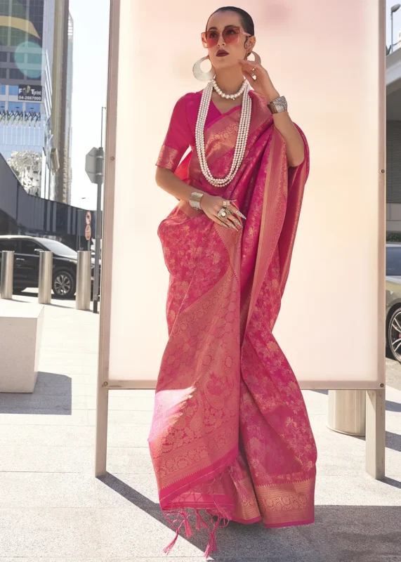 Rani Pink Banarasi Silk Saree