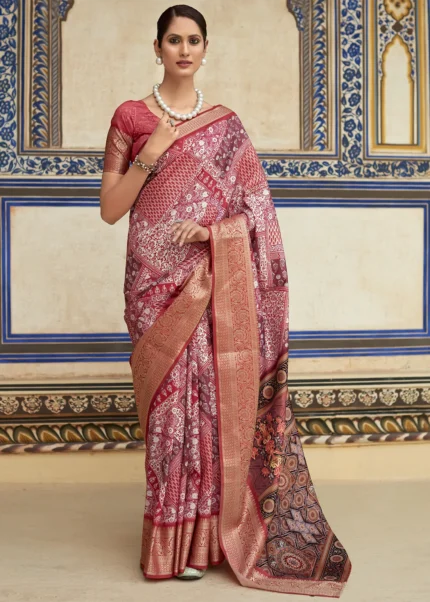 Raspberry Pink Dola Silk Saree