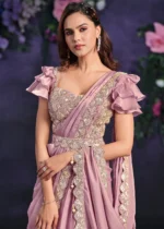 Rose Pink Ready to Wear Designer Saree