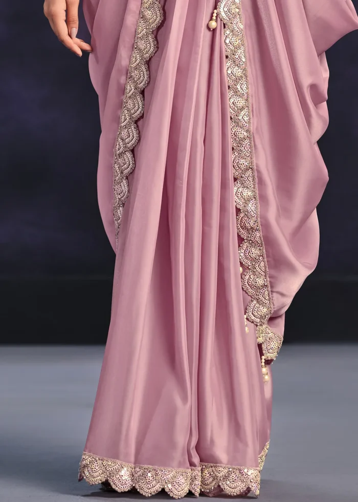 Rose Pink Ready to Wear Designer Saree