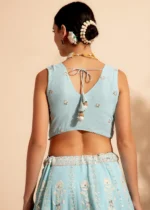 Sky Blue Embroidered Georgette Lehenga