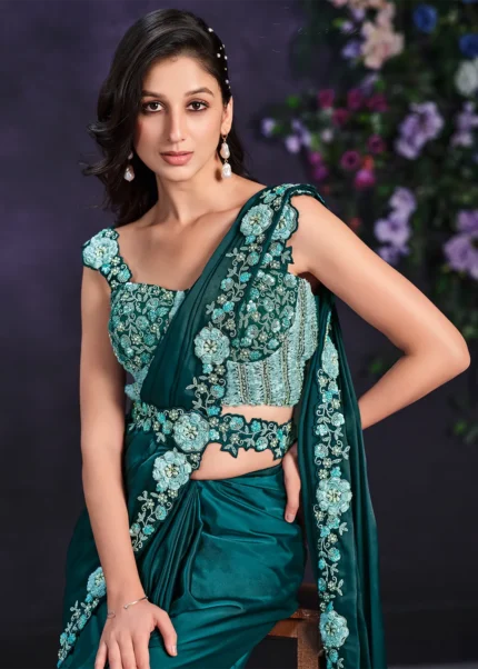 Teal Ready to Wear Designer Saree