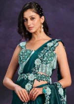 Teal Ready to Wear Designer Saree