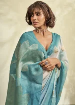 Turquoise Handloom Khadi Silk Saree