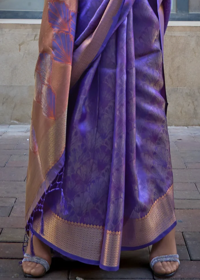 Violet Banarasi Organza Silk Saree