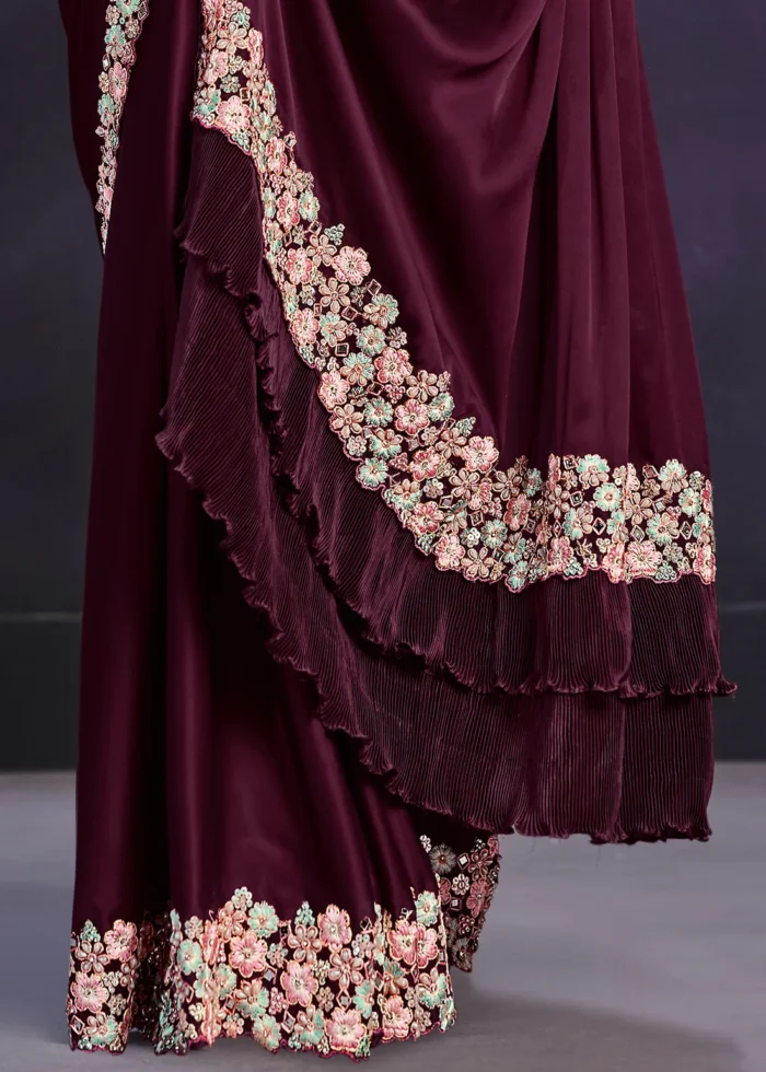 Wine Ready to Wear Designer Saree