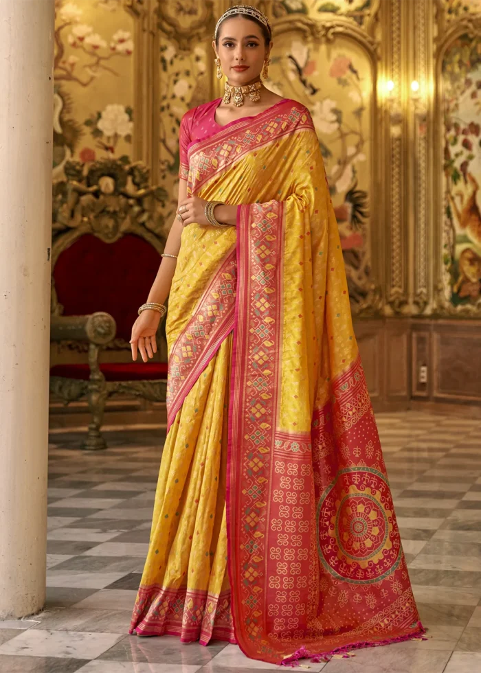 Yellow Patola Silk Saree