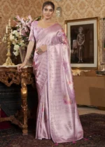 Baby Pink Kanjivaram Saree with Stone Work