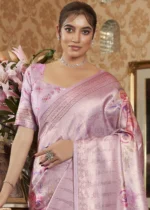 Baby Pink Kanjivaram Saree with Stone Work