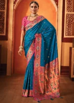 Blue Paithani Silk Saree with Stone Work