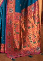 Blue Paithani Silk Saree with Stone Work