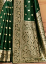 Bottle Green Banarasi Satin Silk Saree