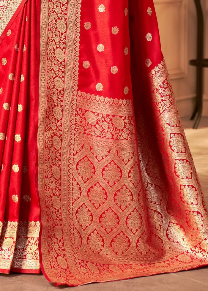 Bridal Red Banarasi Satin Silk Saree