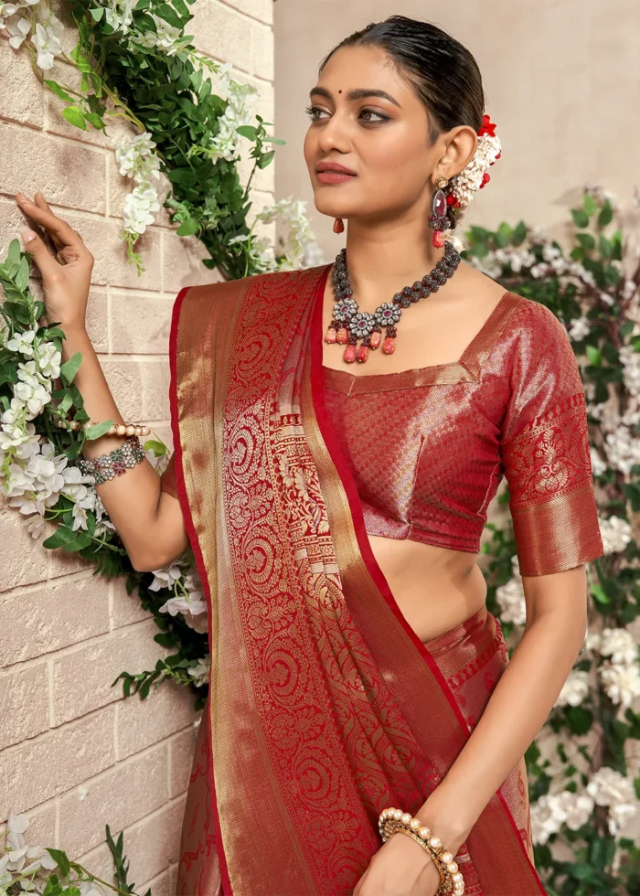 Bridal Red Dharmavaram Silk Saree