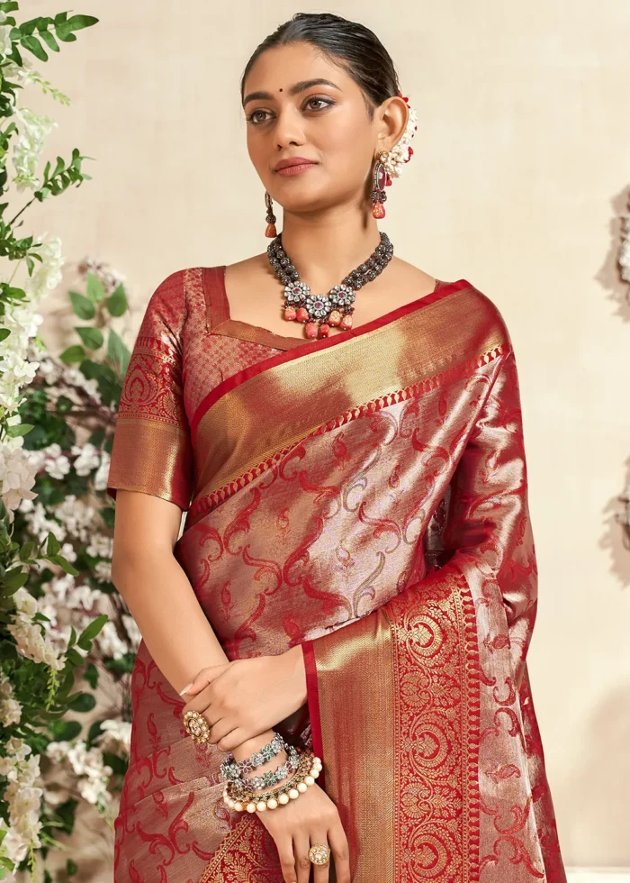 Bridal Red Dharmavaram Silk Saree