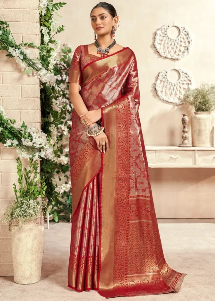 Bridal Red Dharmavaram Silk Saree