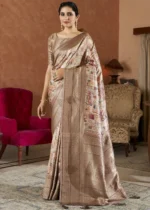 Brown Kanjivaram Saree with Stone Work