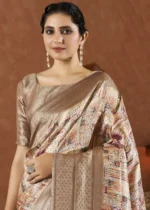 Brown Kanjivaram Saree with Stone Work