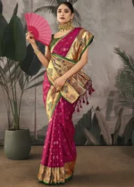 Claret Violet Paithani Silk Saree