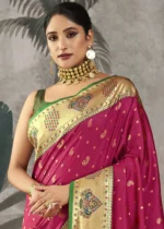 Claret Violet Paithani Silk Saree